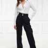 High Waisted Straight Trouser (Navy Chalk Pinstripe)