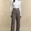 High Waisted Straight Trouser (Orange Windsor)