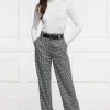High Waisted Straight Trouser (Black & White Puppy Tooth)
