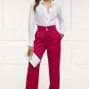 High Waisted Straight Trouser (Hot Pink Barathea)