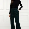 High Waisted Straight Trouser (Emerald Houndstooth)