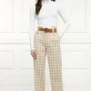 High Waisted Straight Trouser (Camel Houndstooth)
