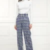 High Waisted Straight Trouser (Large Scale Navy Houndstooth)