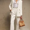 High Waisted Straight Trouser (Oyster Linen)