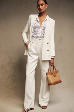 High Waisted Straight Trouser (Oyster Linen)
