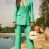 High Waisted Straight Trouser (Jade Linen)