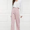 High Waisted Straight Trouser (Pink Linen)