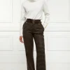 High Waisted Straight Trouser (Chocolate Houndstooth)