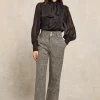 High Waisted Straight Trouser (Large Scale Prince of Wales Mono)