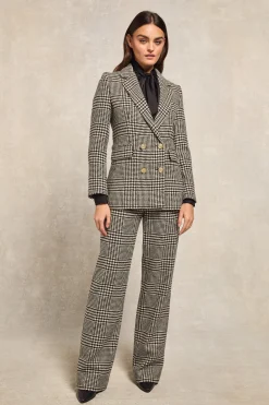 High Waisted Straight Trouser (Large Scale Prince of Wales Mono)