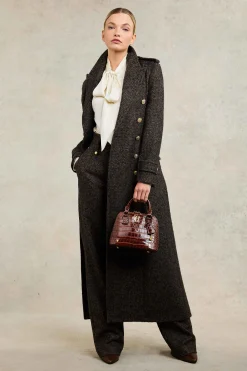 High Waisted Straight Trouser (Walnut Herringbone)