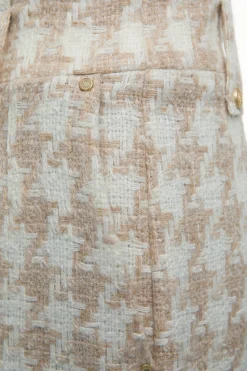 High Waisted Straight Trouser (Camel Houndstooth)