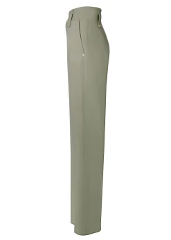 High Waisted Straight Trouser (Sage Linen)