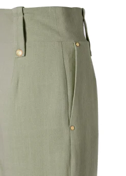 High Waisted Straight Trouser (Sage Linen)