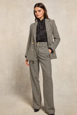 High Waisted Straight Trouser (Large Scale Prince of Wales Mono)