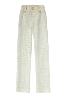 High Waisted Straight Trouser (Ivory Sparkle Tweed)
