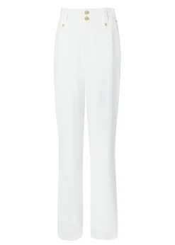 High Waisted Straight Trouser (Oyster Linen)