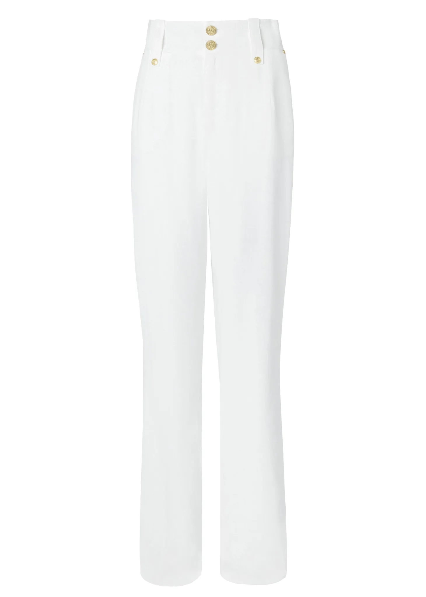 High Waisted Straight Trouser (Oyster Linen)
