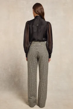 High Waisted Straight Trouser (Large Scale Prince of Wales Mono)