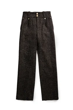 High Waisted Straight Trouser (Walnut Herringbone)