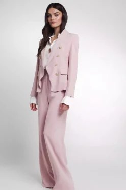 High Waisted Straight Trouser (Pink Linen)