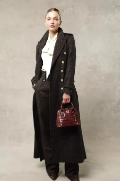 High Waisted Straight Trouser (Walnut Herringbone)