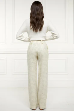 High Waisted Straight Trouser (Ivory Sparkle Tweed)