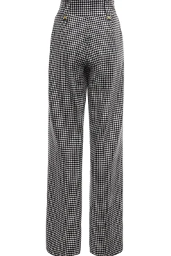 High Waisted Straight Trouser (Black & White Puppy Tooth)