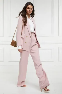 High Waisted Straight Trouser (Pink Linen)