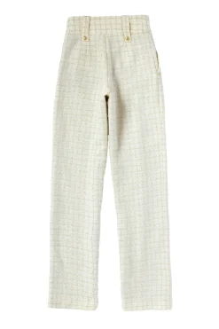 High Waisted Straight Trouser (Ivory Sparkle Tweed)