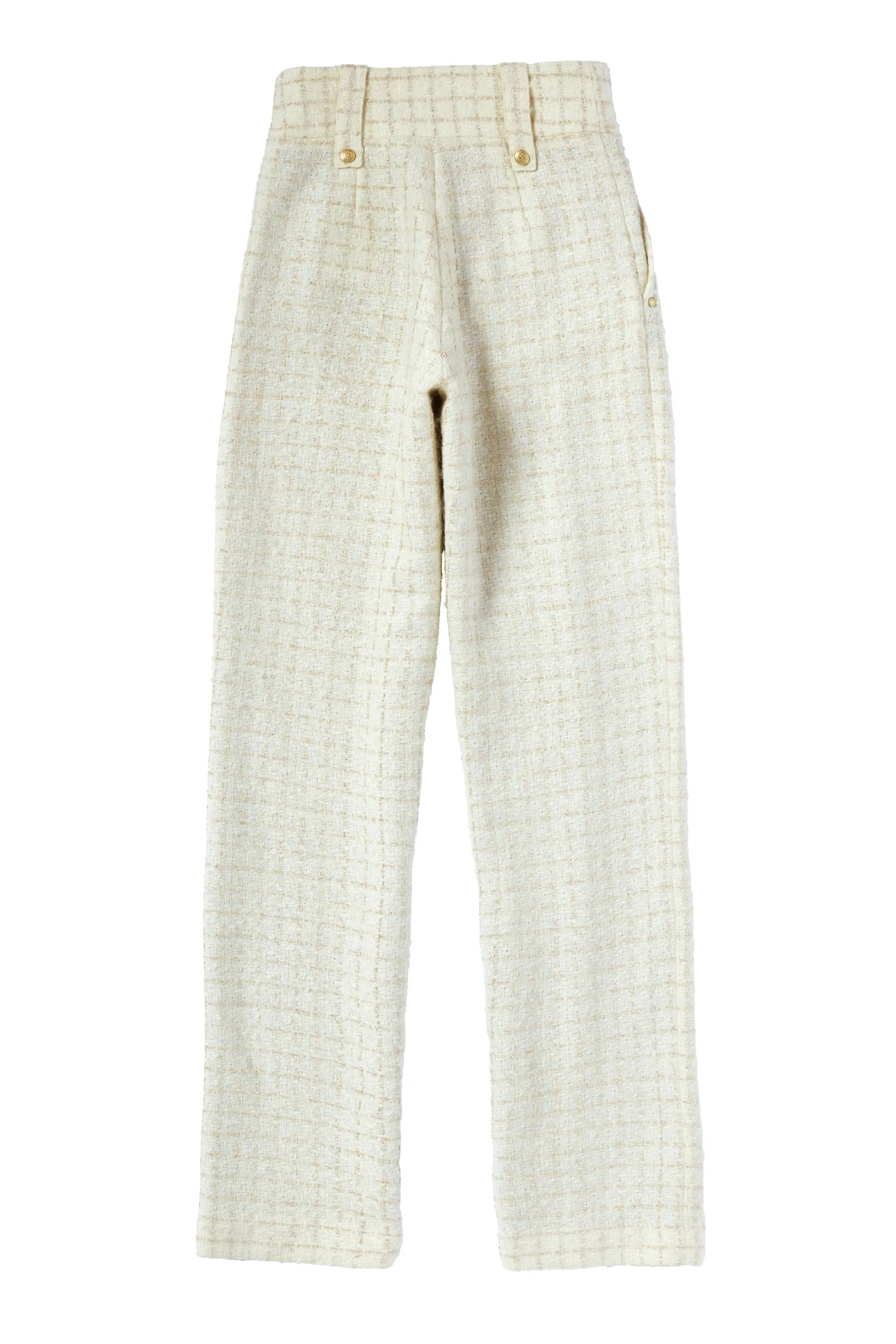 High Waisted Straight Trouser (Ivory Sparkle Tweed)