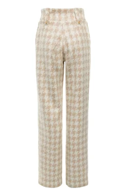 High Waisted Straight Trouser (Camel Houndstooth)