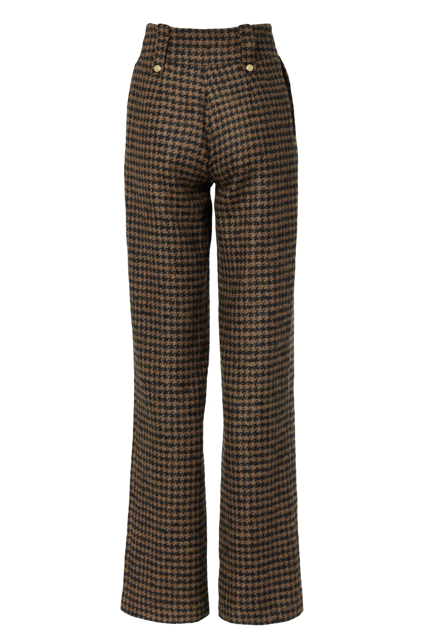 High Waisted Straight Trouser (Chocolate Houndstooth)