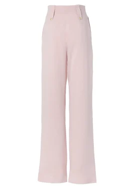 High Waisted Straight Trouser (Pink Linen)