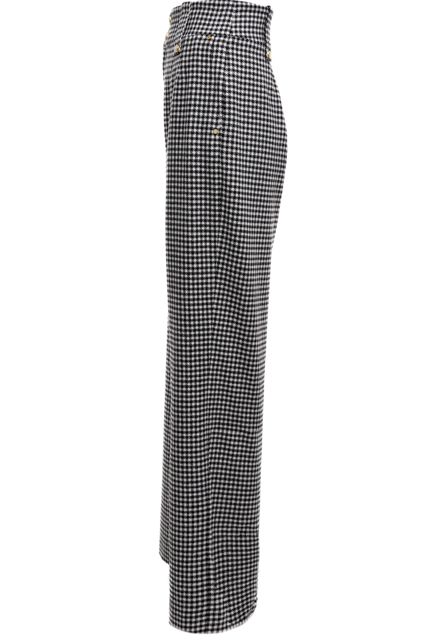 High Waisted Straight Trouser (Black & White Puppy Tooth)