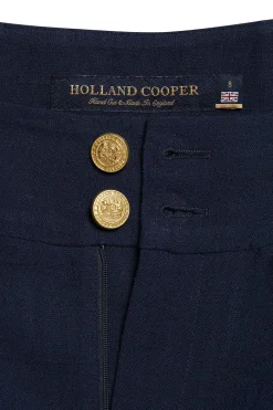 High Waisted Straight Trouser (Navy Linen)