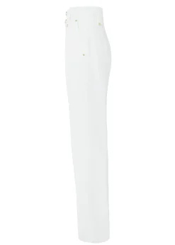 High Waisted Straight Trouser (Oyster Linen)