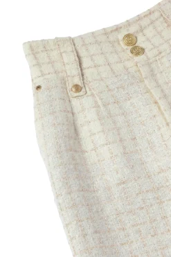 High Waisted Straight Trouser (Ivory Sparkle Tweed)