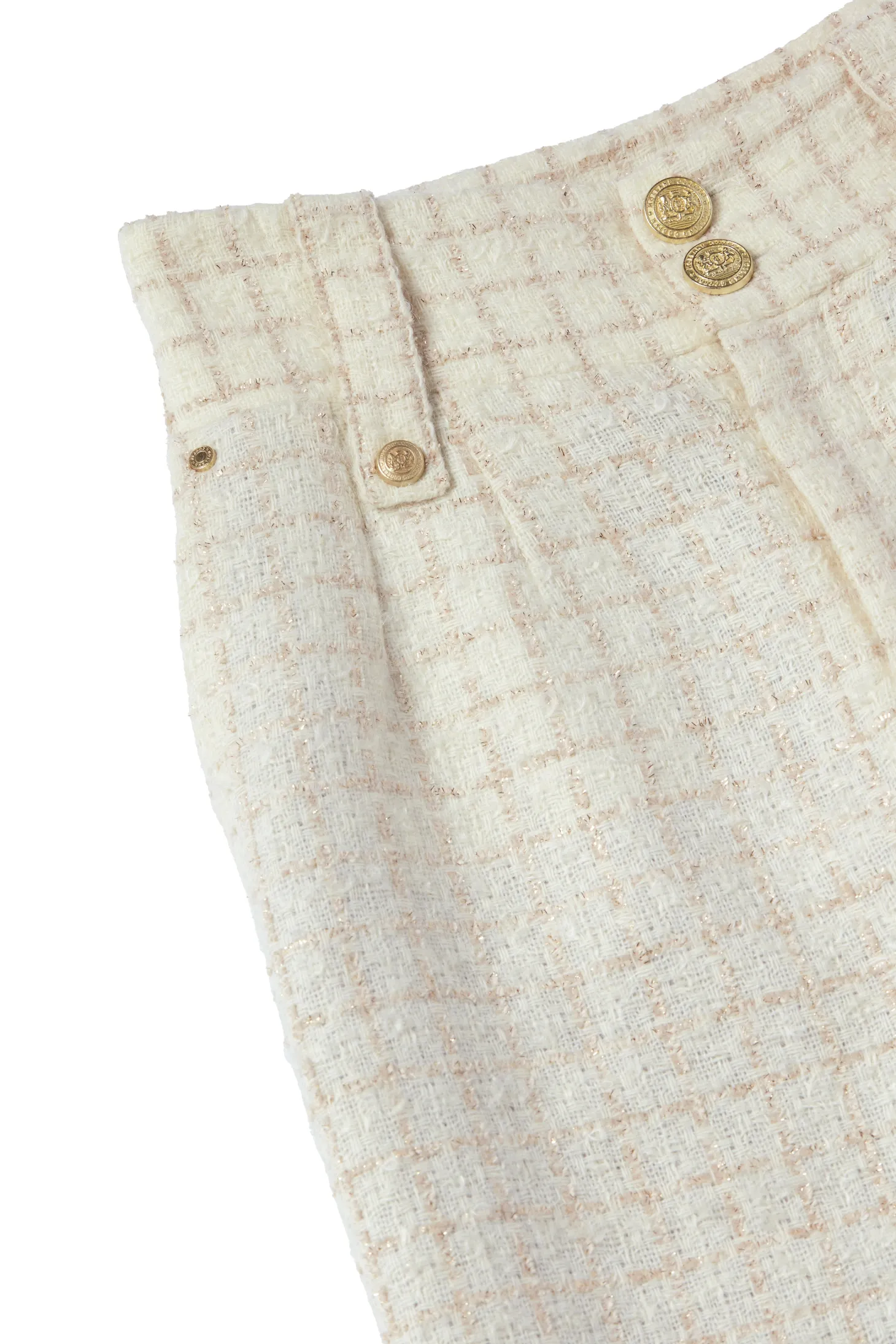 High Waisted Straight Trouser (Ivory Sparkle Tweed)