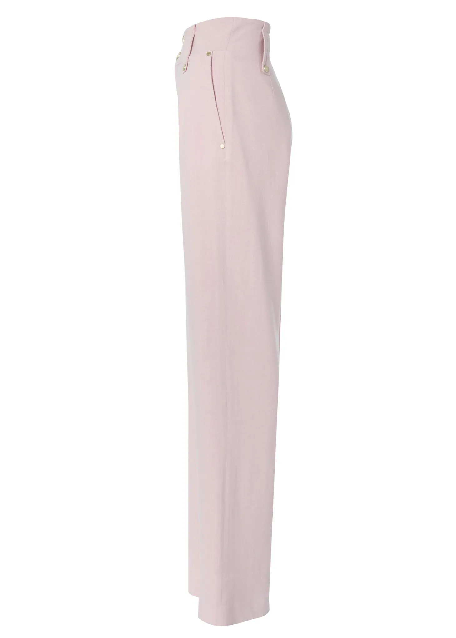 High Waisted Straight Trouser (Pink Linen)