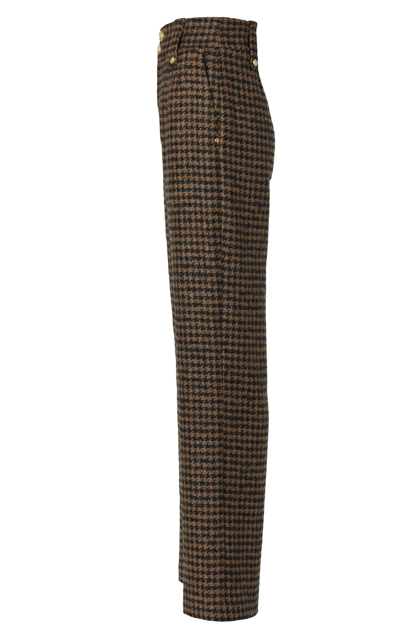 High Waisted Straight Trouser (Chocolate Houndstooth)