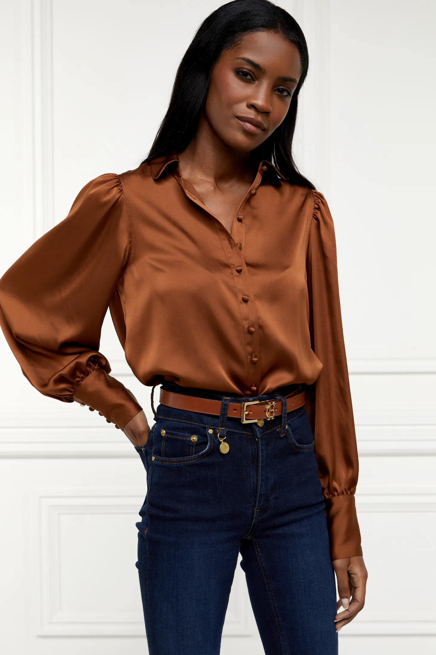 Isla Satin Shirt (Copper)