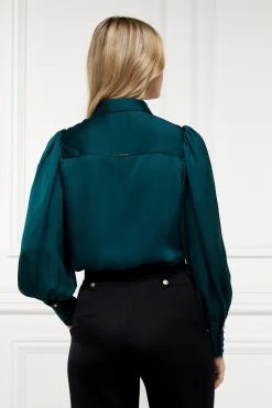 Isla Satin Shirt (Emerald)