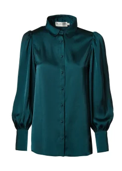 Isla Satin Shirt (Emerald)