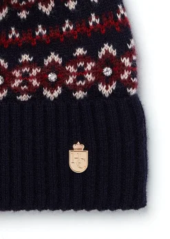Jennifer Fairisle Bobble Hat (Ink Navy)