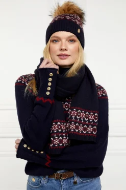 Jennifer Fairisle Scarf (Ink Navy)