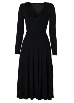 Juliette Midi Wrap Dress (Black)