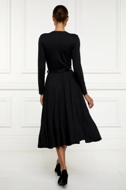 Juliette Midi Wrap Dress (Black)