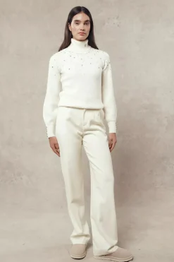 Kelsie Rib Embellished Roll Neck (Natural)