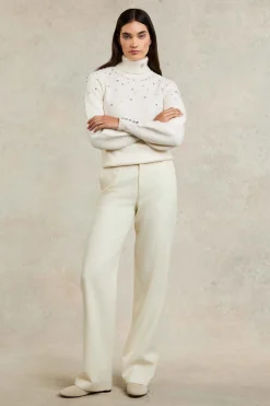 Kelsie Rib Embellished Roll Neck (Natural)
